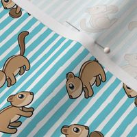 Chipmunks - cute woodland - blue stripes - LAD20