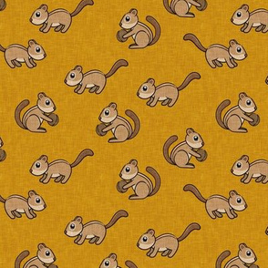 Chipmunks - cute woodland - gold - LAD20