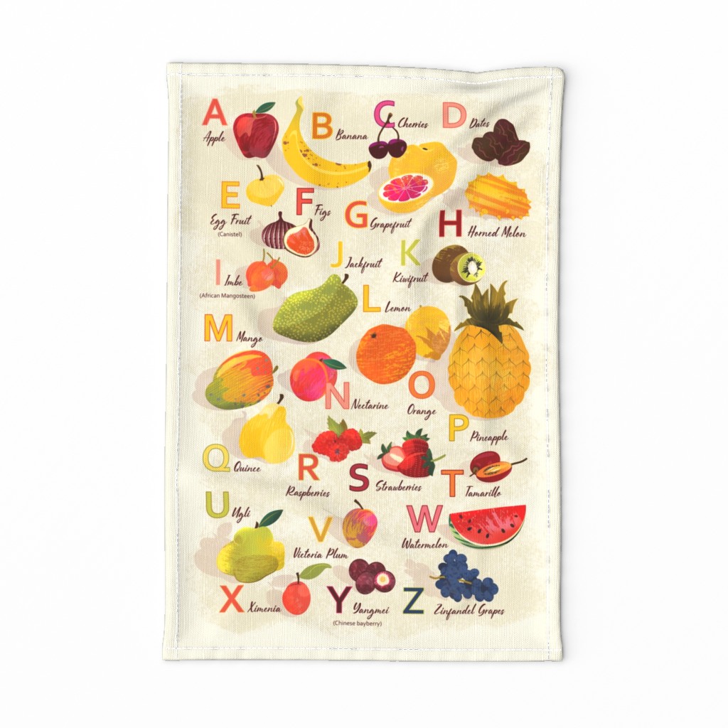 Fruity ABC tea towel