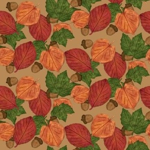 Autumn Leaves // Acorns // Fall, Rustic// 8x8