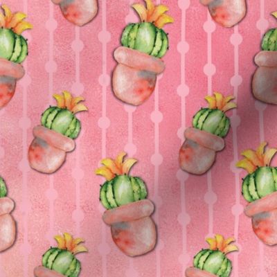 Cactus On Metallic Pink