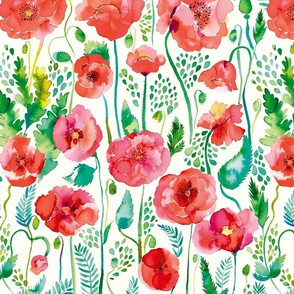 Wild poppies Watercolor Floral