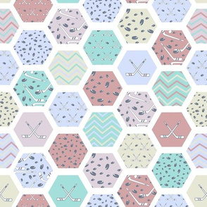 hockey hex quilt pastel white