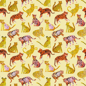 Safari Tigers and leopards Light Yellow