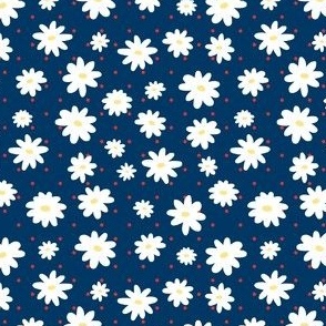 White Daisy on Classic Blue