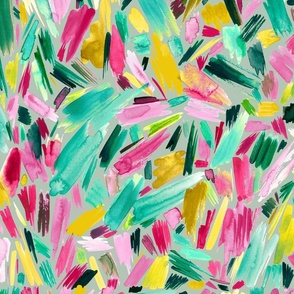 Bold Painterly - Simple pleasure - Abstract Painting Brush stroke - Green pink Medium