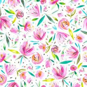 Artistic peonies blooms watercolor floral Pink
