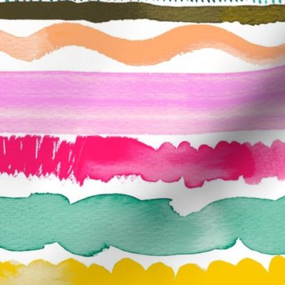 Bold Painterly Garlands - Artistic stripes watercolor - Multicolor