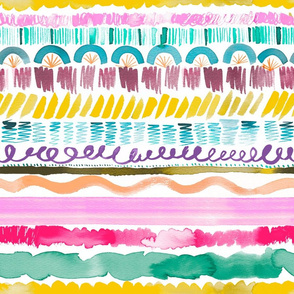 Bold Painterly Garlands - Artistic stripes watercolor - Multicolor