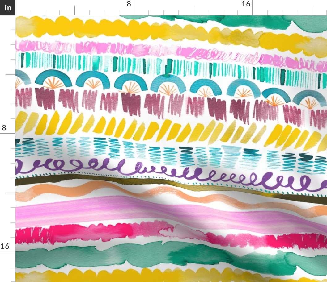 Bold Painterly Garlands - Artistic stripes watercolor - Multicolor