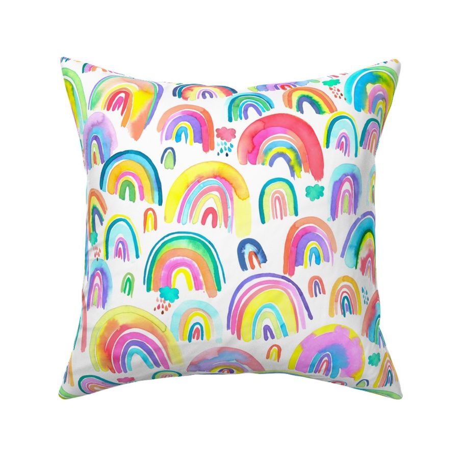 Rainbows watercolor Multicolored Fabric | Spoonflower