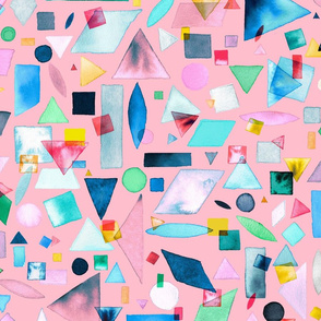 Geometric pieces Multicolored pink