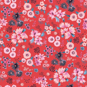 Little flowers Coral red