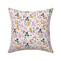 Ditsy Floral - Artistic floral watercolor - Pink Yellow white - Small ditsy floral