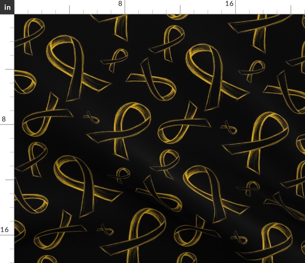 Painted Gold Ribbon on black