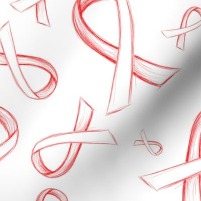 Sketch Red Ribbon on white