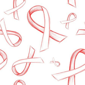 Sketch Red Ribbon on white