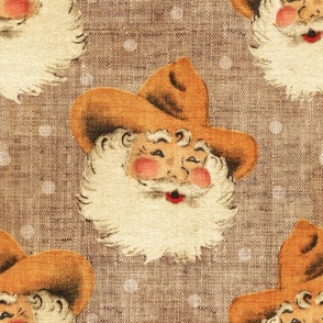 Cowboy Santa on burlap - large scale