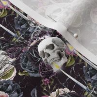  Gothic Love Story Skulls and Flowers background MINI