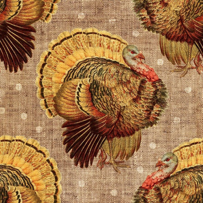 Vintage Turkey on burlap - large scale