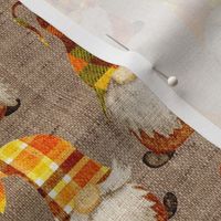 Fall Plaid Gnomes on burlap- small scale