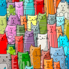  Funny Colorful Cats Family