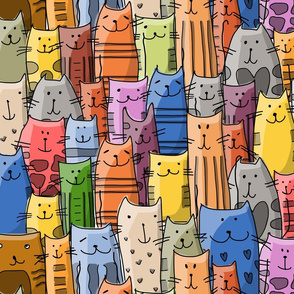 Funny Colorful Cats Family