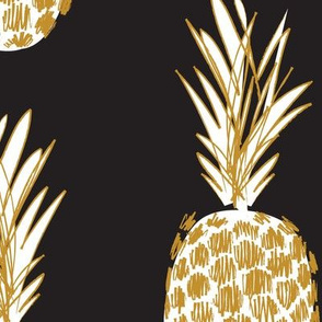 jumbo sketchy pineapple_black white and gold