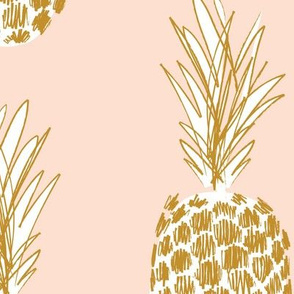 jumbo sketchy pineapple_pale peach white and gold