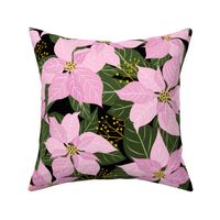 Pink Poinsettia Winter Floral Large Scale