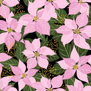 Pink Poinsettia Winter Floral Large Scale