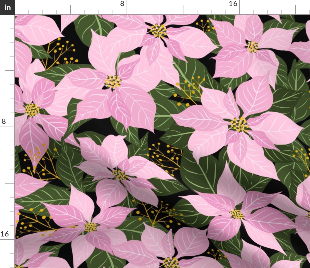 Pink Poinsettia Winter Floral Large Scale