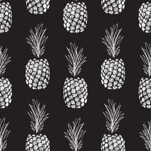 MEDIUM sketchy pineapple_ black and white