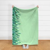 Green Watercolor Leaves Border Print on Mint Green Small Print
