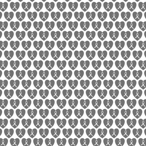 ribbons in hearts grey