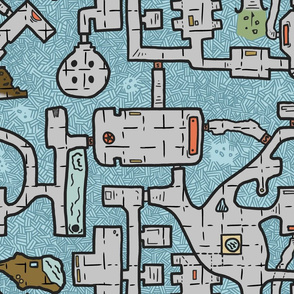 Large Dungeon Crawl Map Blue