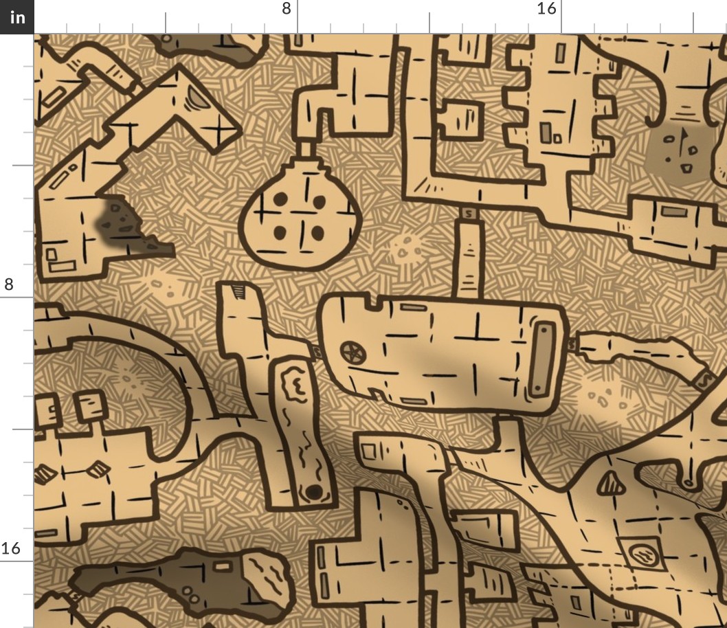 Large Dungeon Crawl Map Sepia