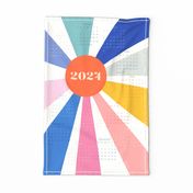 Bright New Year multi 2024 calendar tea towel by Pippa Shaw