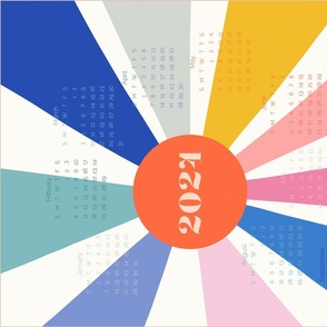 Bright New Year multi 2024 calendar tea towel by Pippa Shaw