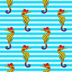 Seahorse Light Blue Stripe Small