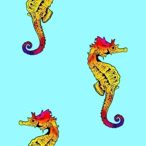 Seahorses on Light Blue