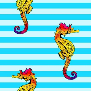 Seahorses Light Blue Stripe