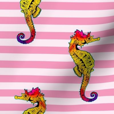 Seahorses Pink Stripes