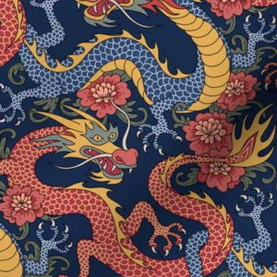 chinese dragons blue