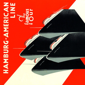 89-17 "The Famous Four" Hamburg - America Line Transatlantic Travel Poster - 1 yd