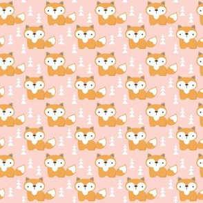tiny foxes on soft pink