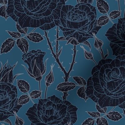 gothic roses blue