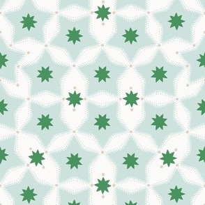 Tessellated Five point Stars, aqua and green stars