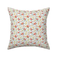 Poppy Meadow - White Coral Floral Small Scale