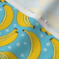 geometric bananas and dots on blue
